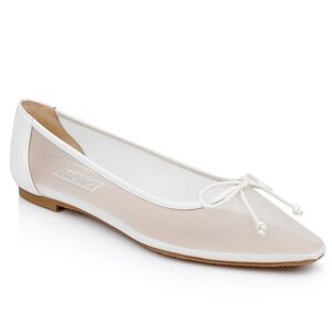 White and Cream Mesh Ballet Flats